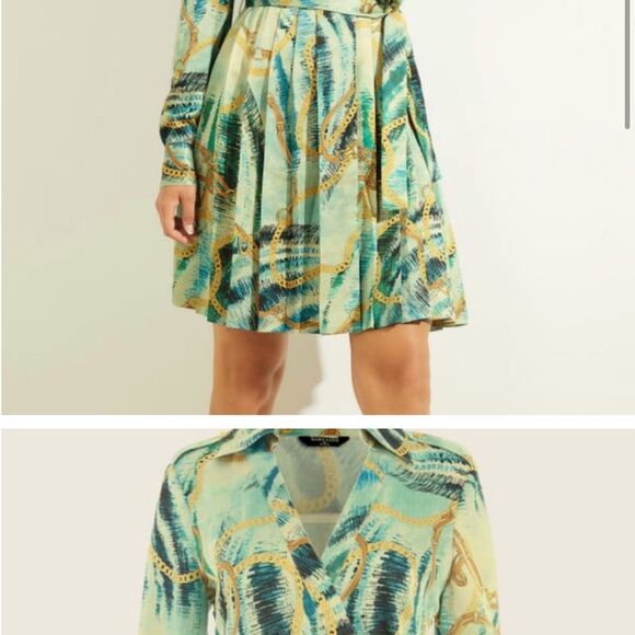 NWT Marciano Green Wrap Tie Front Dress - Picture 2 of 8